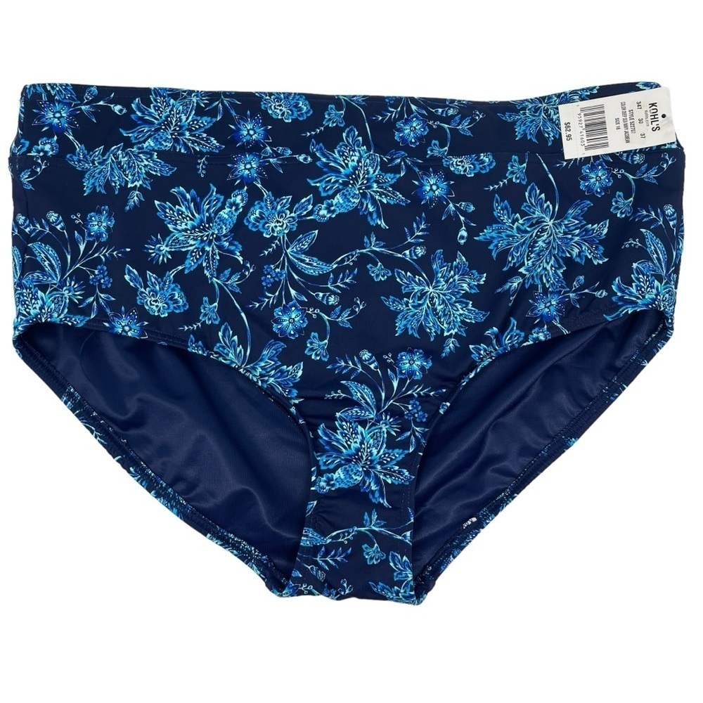 Lands' End Tummy Control High Waisted Bikini Bottoms Womens Size 18 Navy NWT